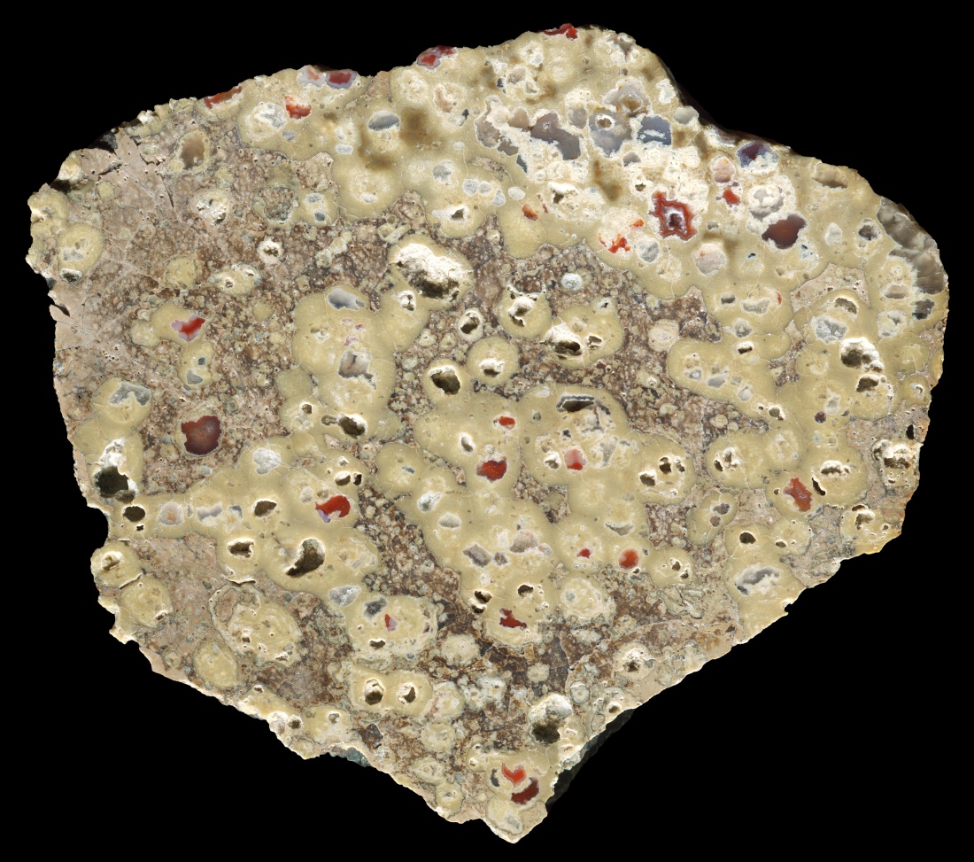 Large, Pale Black Sea Nodular Mass with Red Agate