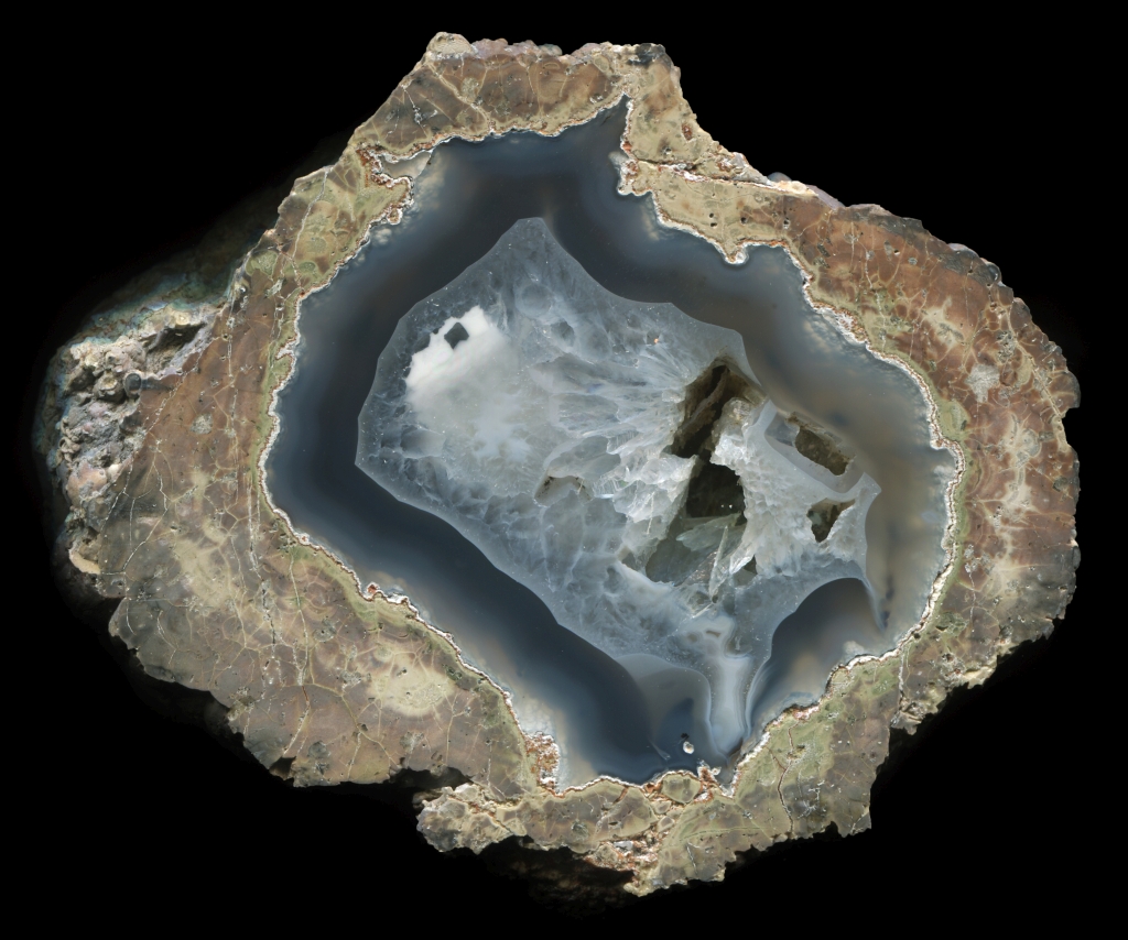 Fallen Tree Thunderegg with Clear Agate Around Quartz and Negative Crystal Casts